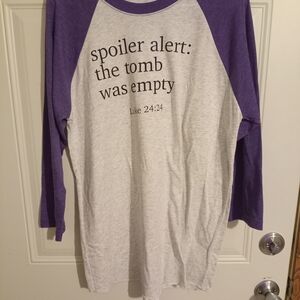 Purple and White Graphic Raglan Shirt